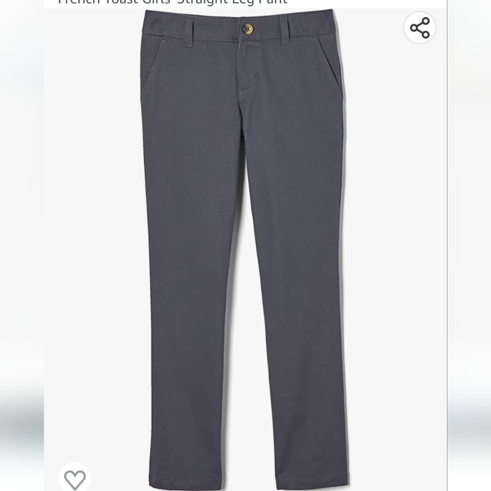 GIRL'S Heather Grey French Toast Straight Leg pants, 5